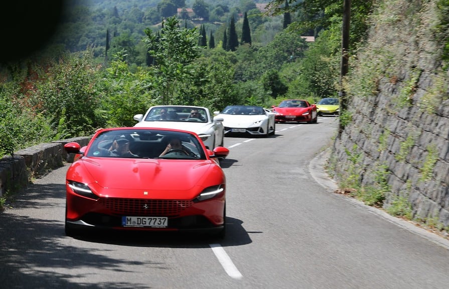 Pure Adrenalin supercar convoy on the road to Monaco