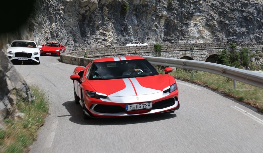 Pure Adrenalin supercar convoy on the road to Monaco