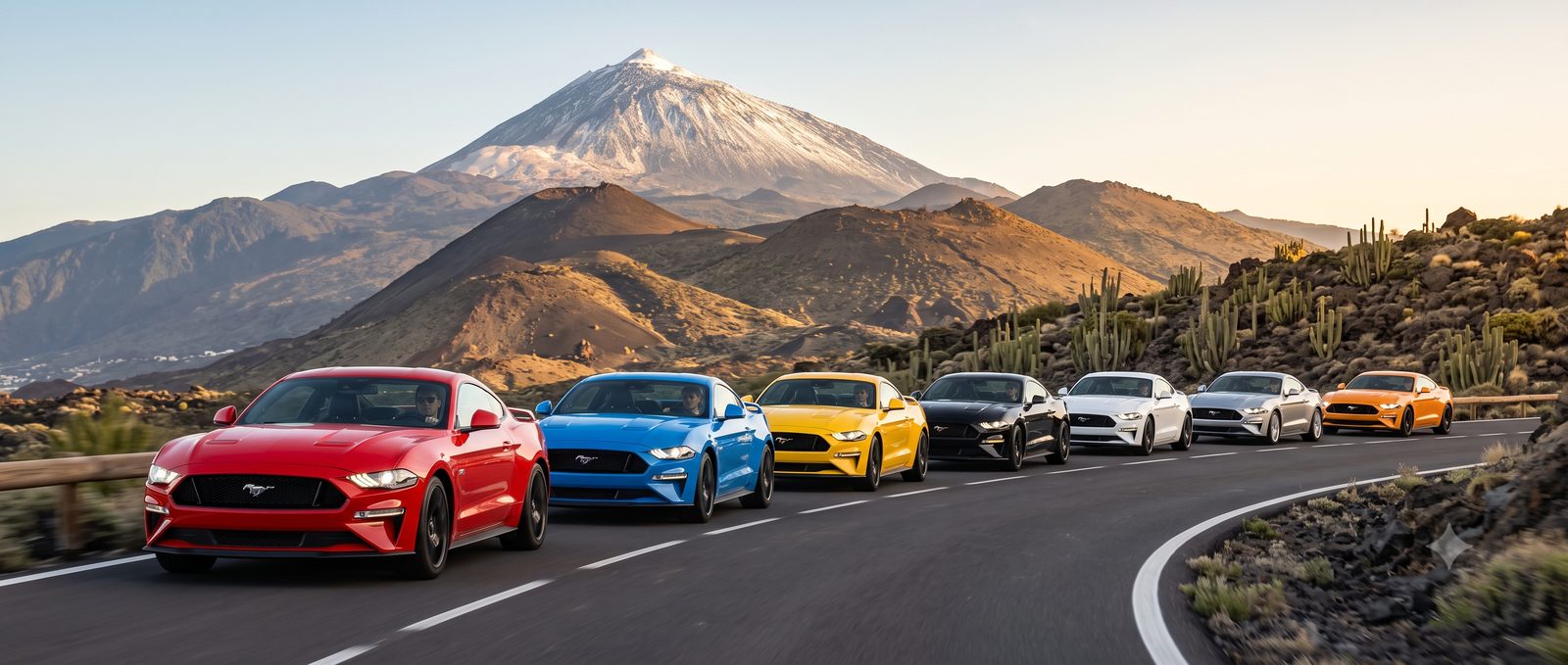 AI-generated concept render of a Ford Mustang GT in Tenerife