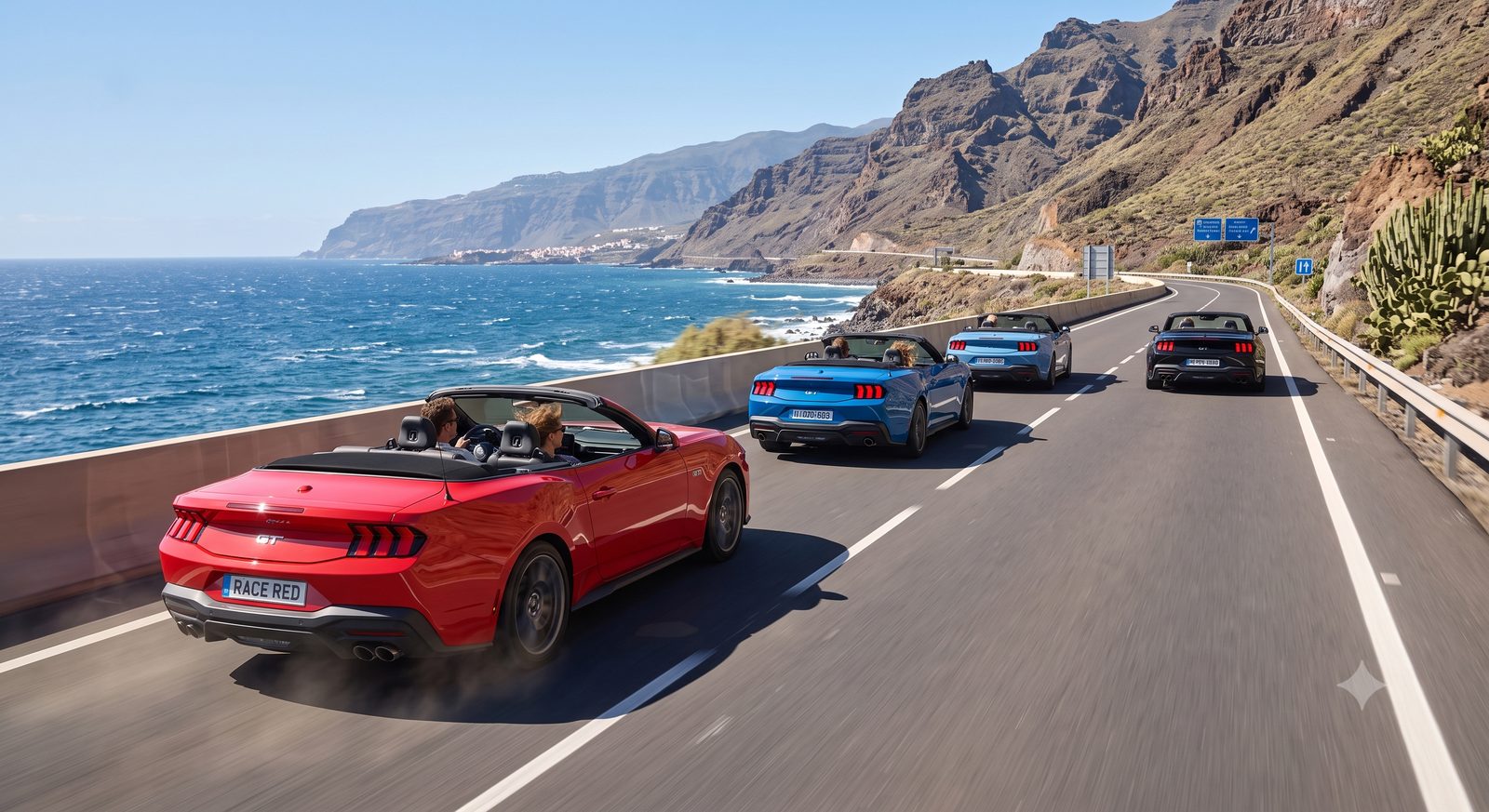 AI-generated concept render of a Ford Mustang GT in Tenerife
